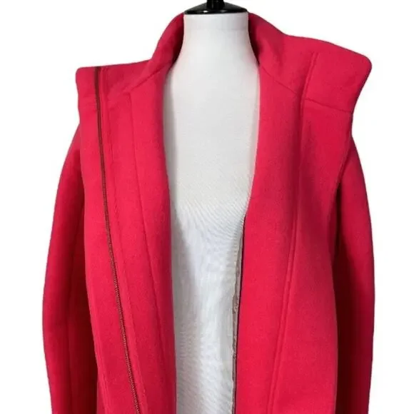 J. Crew Women's Wool Blend Stadium Cocoon Zip Front Coat Pink Women's Size 0 - Picture 9 of 12